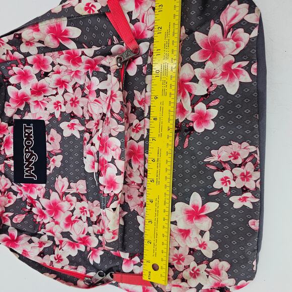 Jansport 25 Ltrs Diamond Plumeria Floral Pink and Gray School Backpack - Picture 10 of 16